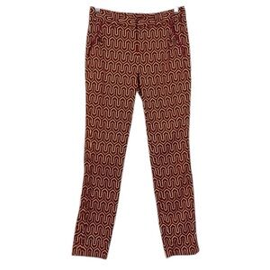 Anthropologie Cartonnier Charlie Trouser Ankle Geometric Print Size 2 Red